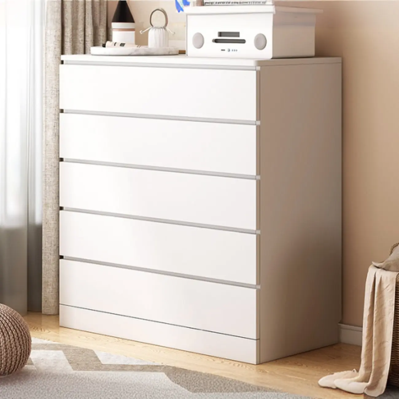 Free-Standing White Storage Cabinet with Drawers for Bedroom Image - 13 | homeyfad