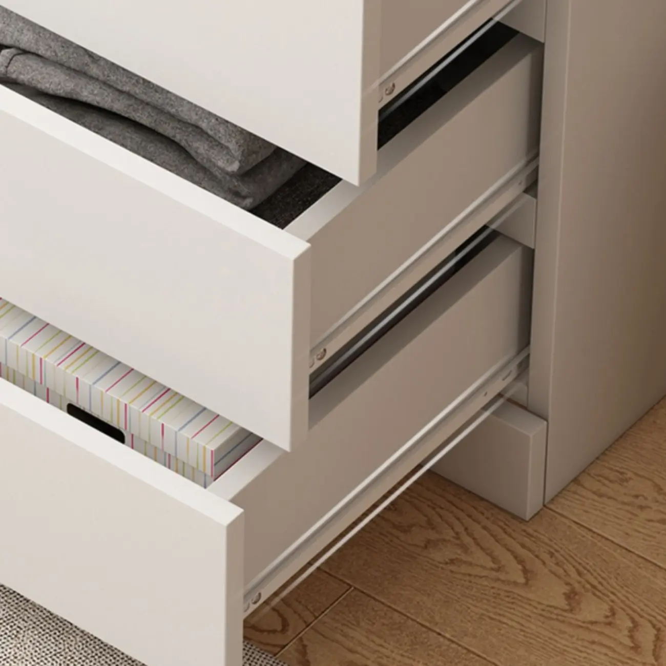 Free-Standing White Storage Cabinet with Drawers for Bedroom Image - 19 | homeyfad