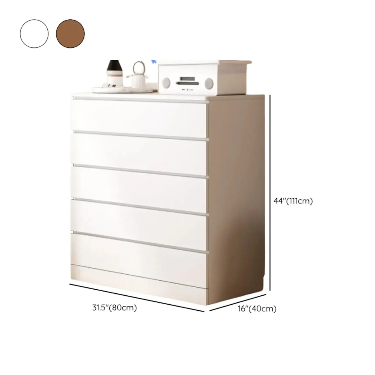 Free-Standing White Storage Cabinet with Drawers for Bedroom Image - 26