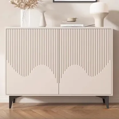 Khaki Accent Cabinet with Unique Finish for Indoor Decor Image - 2