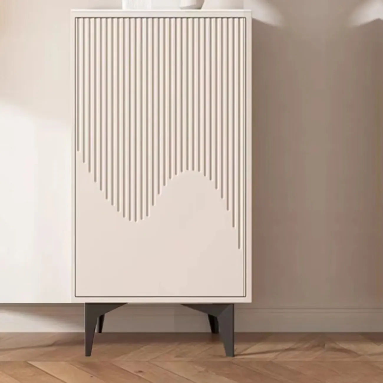 Khaki Accent Cabinet with Unique Finish for Indoor Decor Image - 4