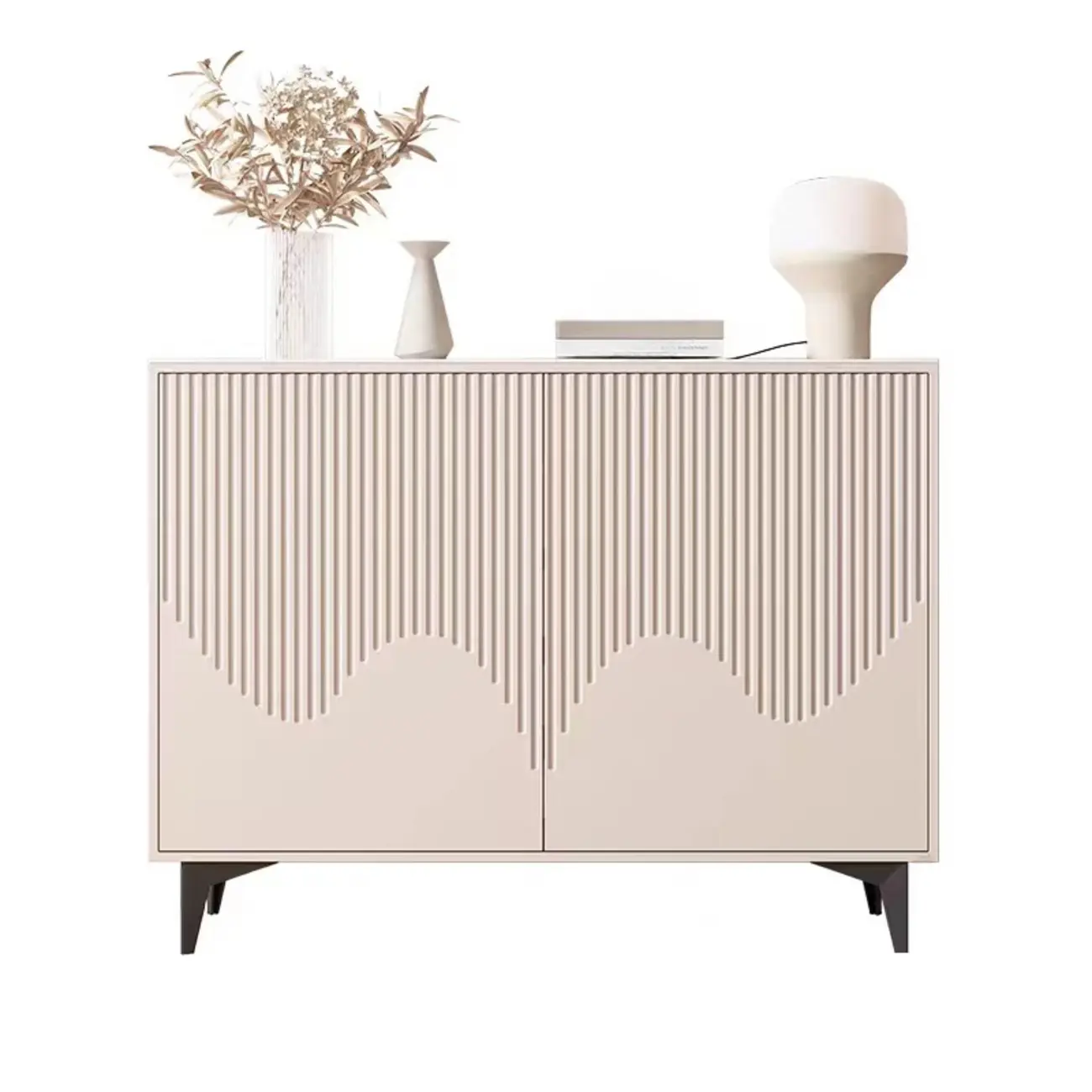 Khaki Accent Cabinet with Unique Finish for Indoor Decor Image - 5 | homeyfad