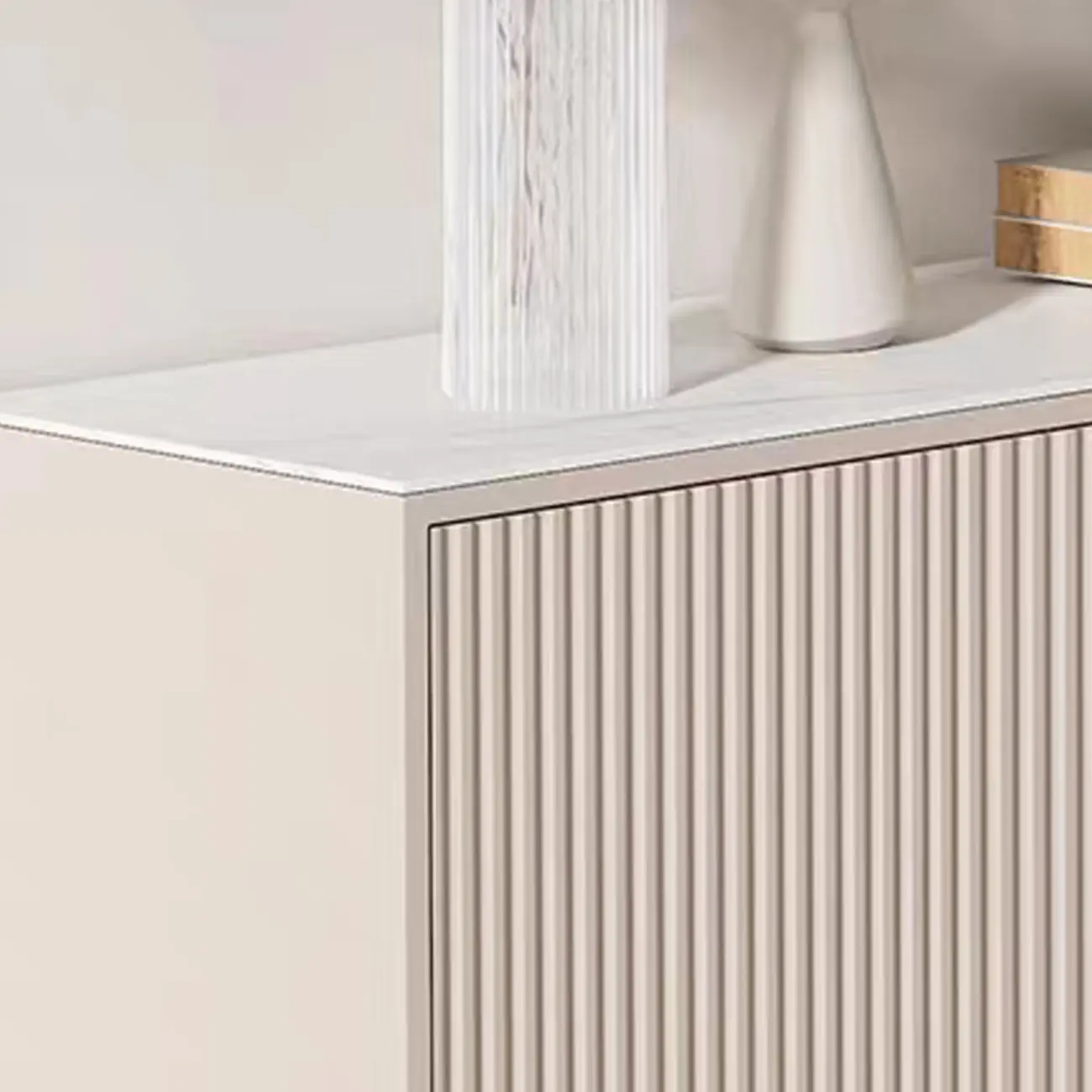 Khaki Accent Cabinet with Unique Finish for Indoor Decor Image - 6 | homeyfad