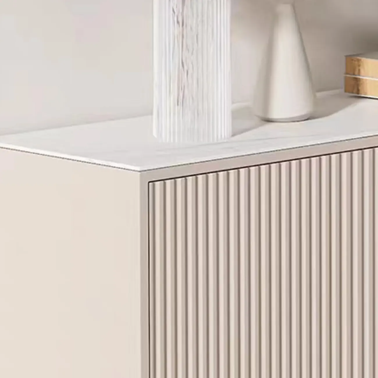 Khaki Accent Cabinet with Unique Finish for Indoor Decor Image - 6