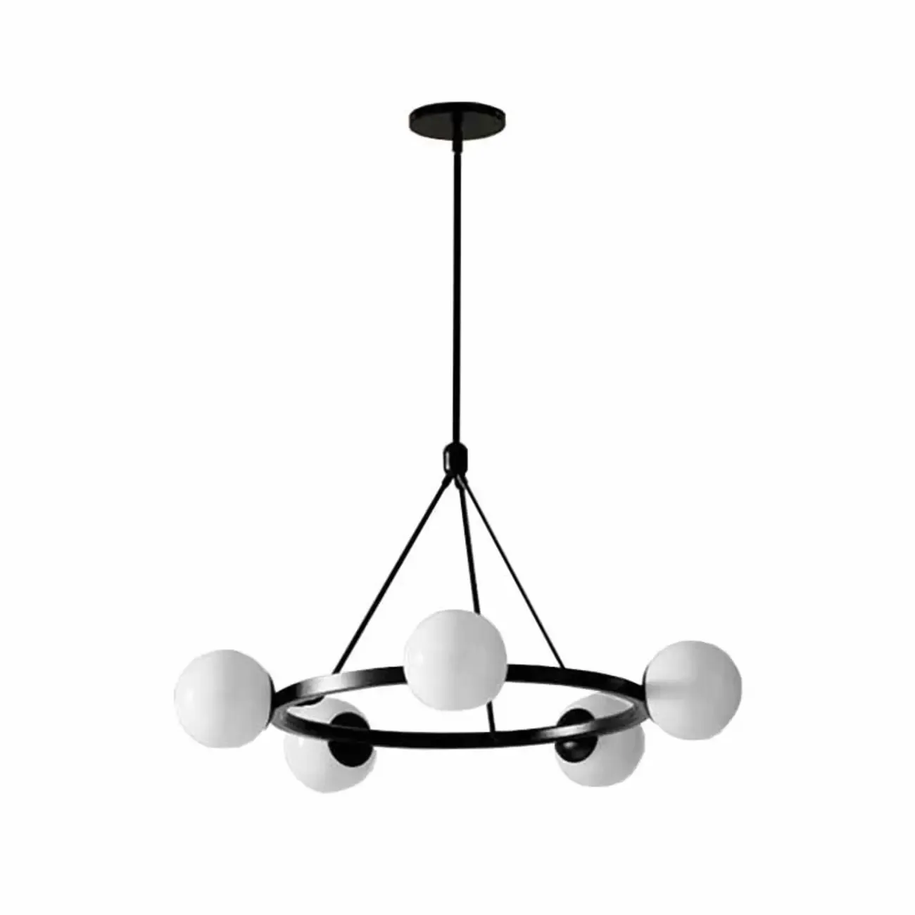 Modern Minimalist Chandelier with White Glass Ball Shade Image - 5