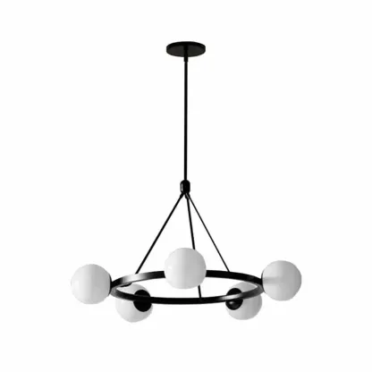 Modern Minimalist Chandelier with White Glass Ball Shade Image - 5