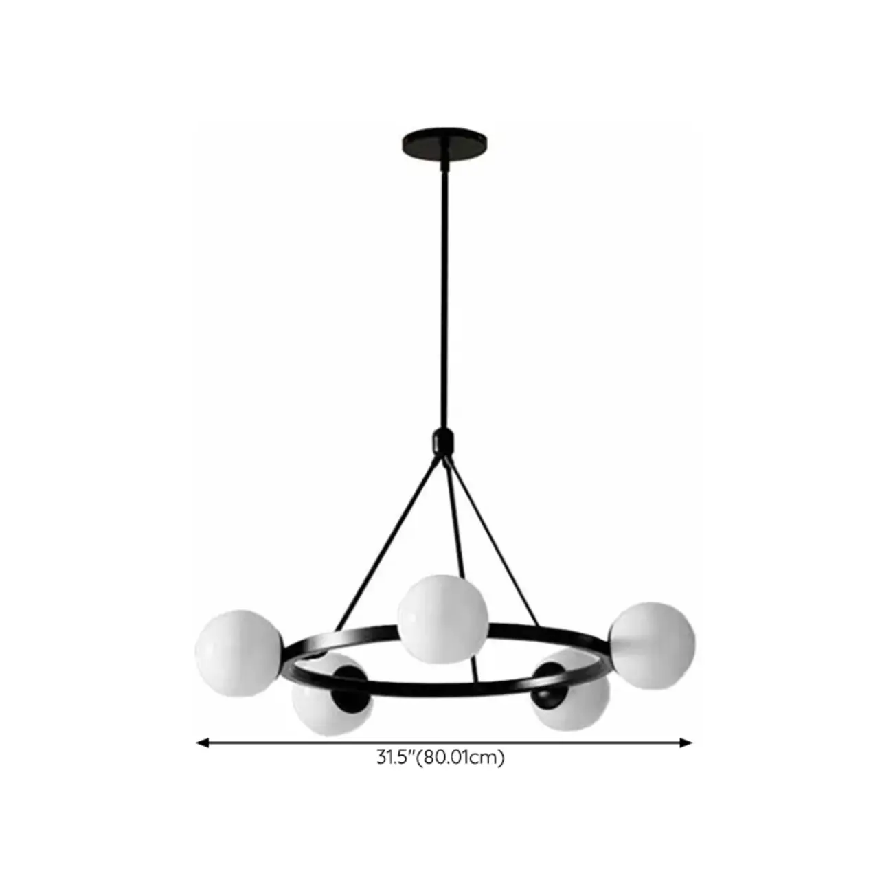 Modern Minimalist Chandelier with White Glass Ball Shade #size | homeyfad
