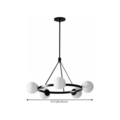 Modern Minimalist Chandelier with White Glass Ball Shade #size
