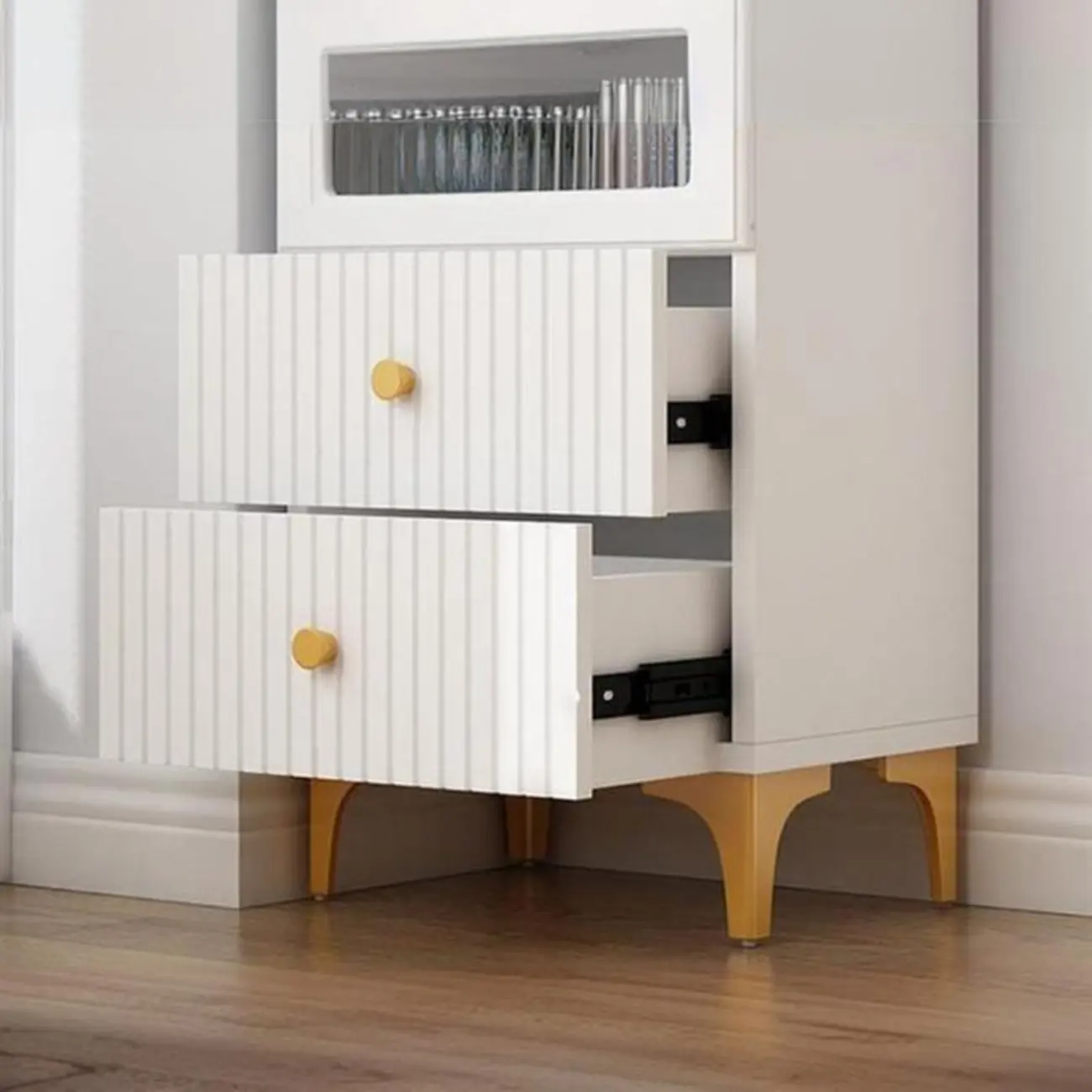 71.5" Wooden White Display Cabinet with Glass Doors for Save Space Image - 16 | homeyfad