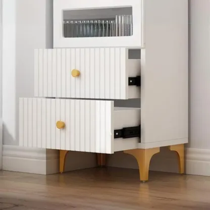 71.5" Wooden White Display Cabinet with Glass Doors for Save Space Image - 16