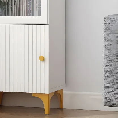 71.5" Wooden White Display Cabinet with Glass Doors for Save Space Image - 22