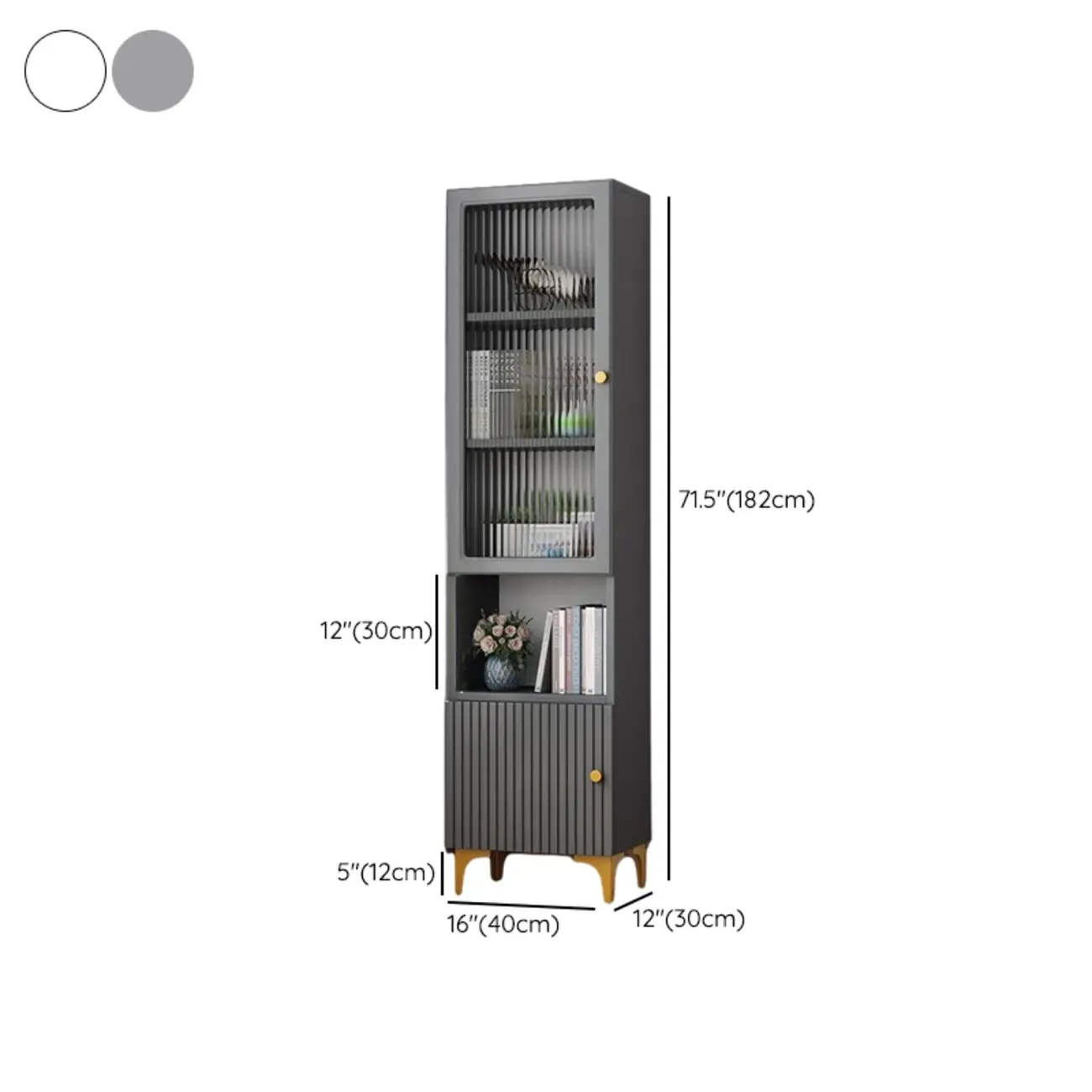 71.5" Wooden White Display Cabinet with Glass Doors for Save Space Image - 27