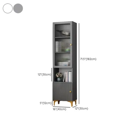 71.5" Wooden White Display Cabinet with Glass Doors for Save Space Image - 27