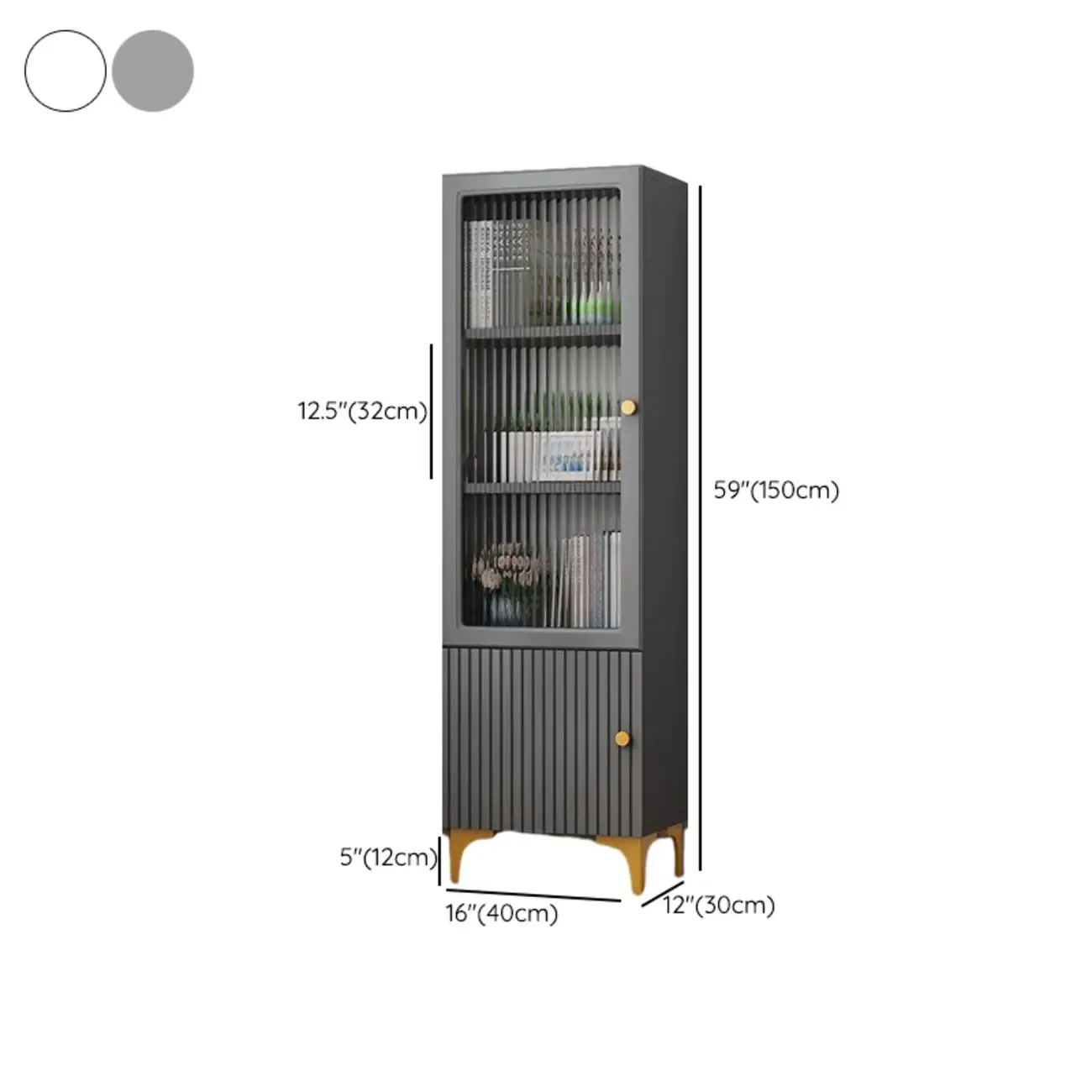 71.5" Wooden White Display Cabinet with Glass Doors for Save Space Image - 28