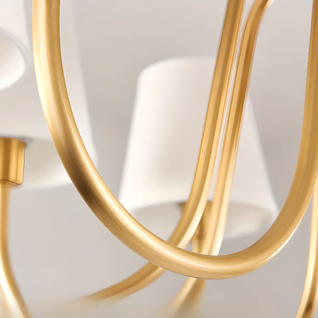 Modern Brass Hanging Chandelier with Fabric Shade Image - 17 | homeyfad