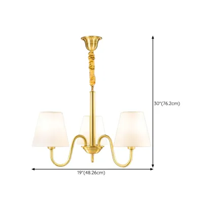 Modern Brass Hanging Chandelier with Fabric Shade #size