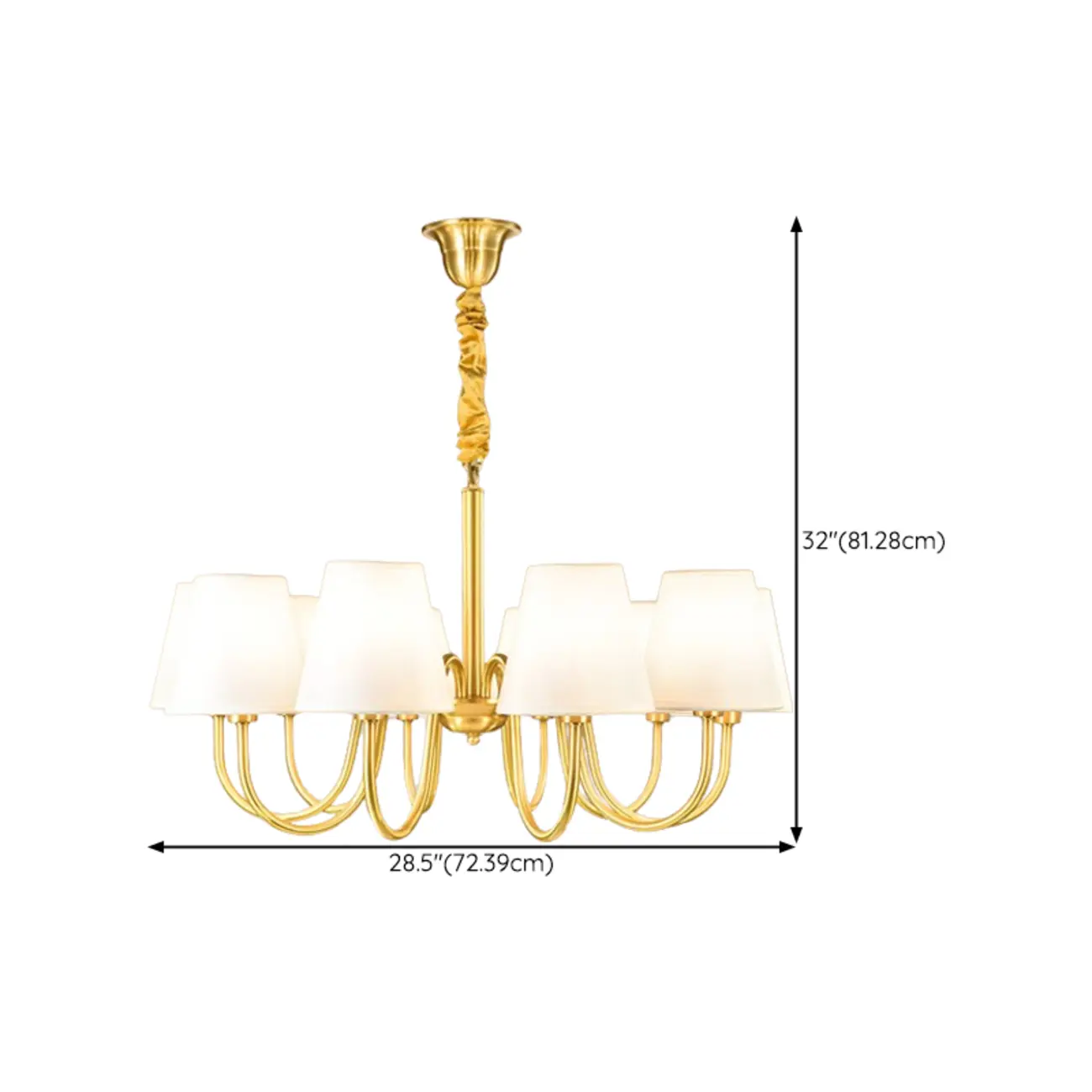 Modern Brass Hanging Chandelier with Fabric Shade Image - 25 | homeyfad