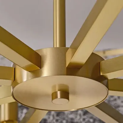 Modern Crystal Round Chandelier with Gold Frame for Decor Image - 9