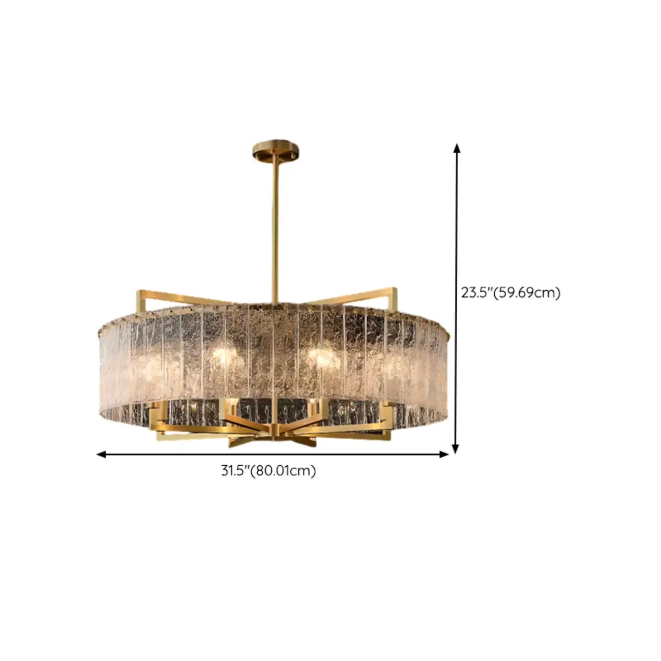 Modern Crystal Round Chandelier with Gold Frame for Decor Image - 12