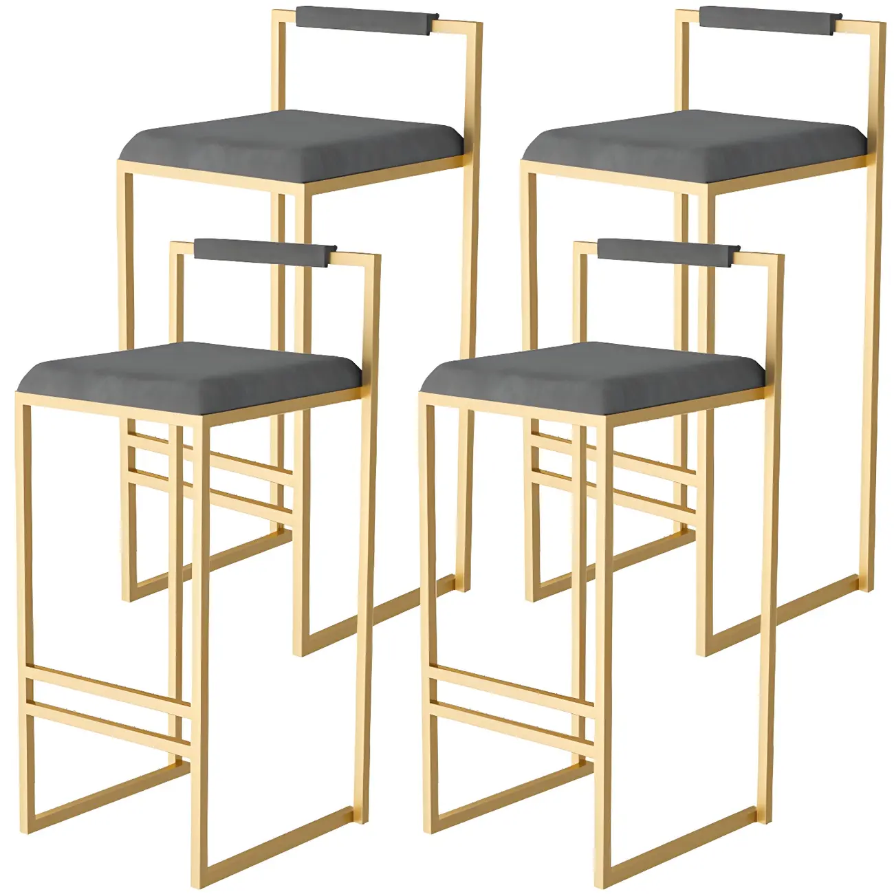 Nordic Metal Cushion Bar Stools with Open Low Back for Kitchen Image - 2 | homeyfad