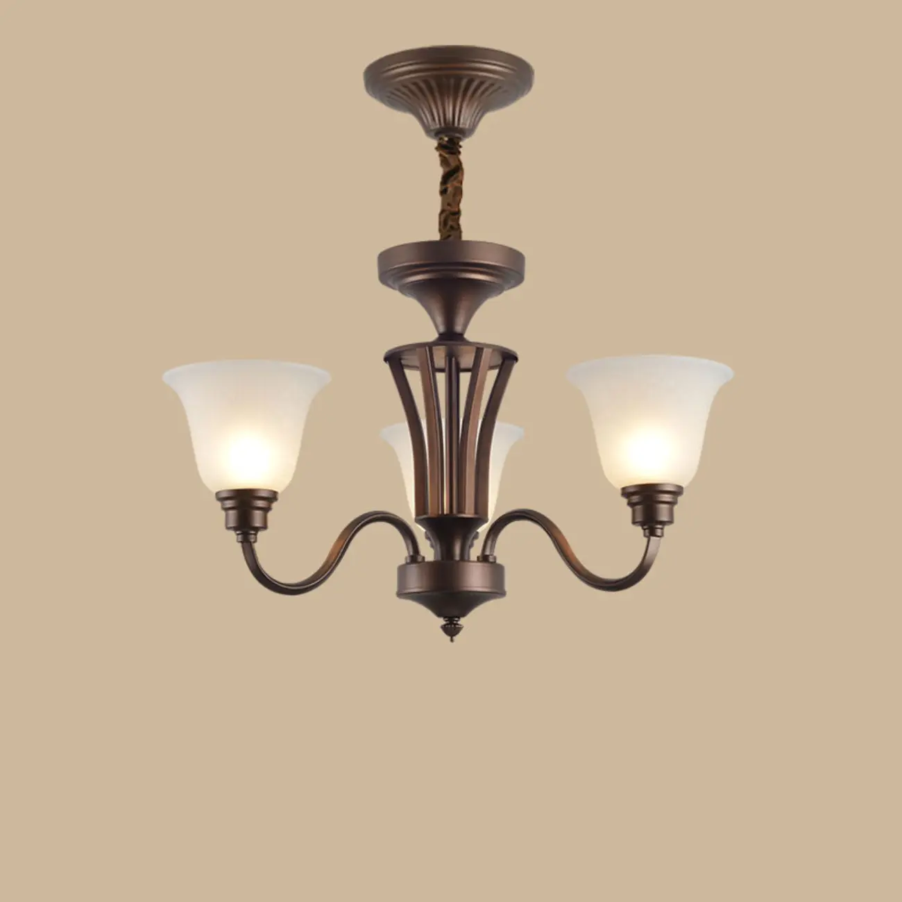 Multi-Light Vintage Metal Chandelier with White Glass Shade Image - 2 | homeyfad