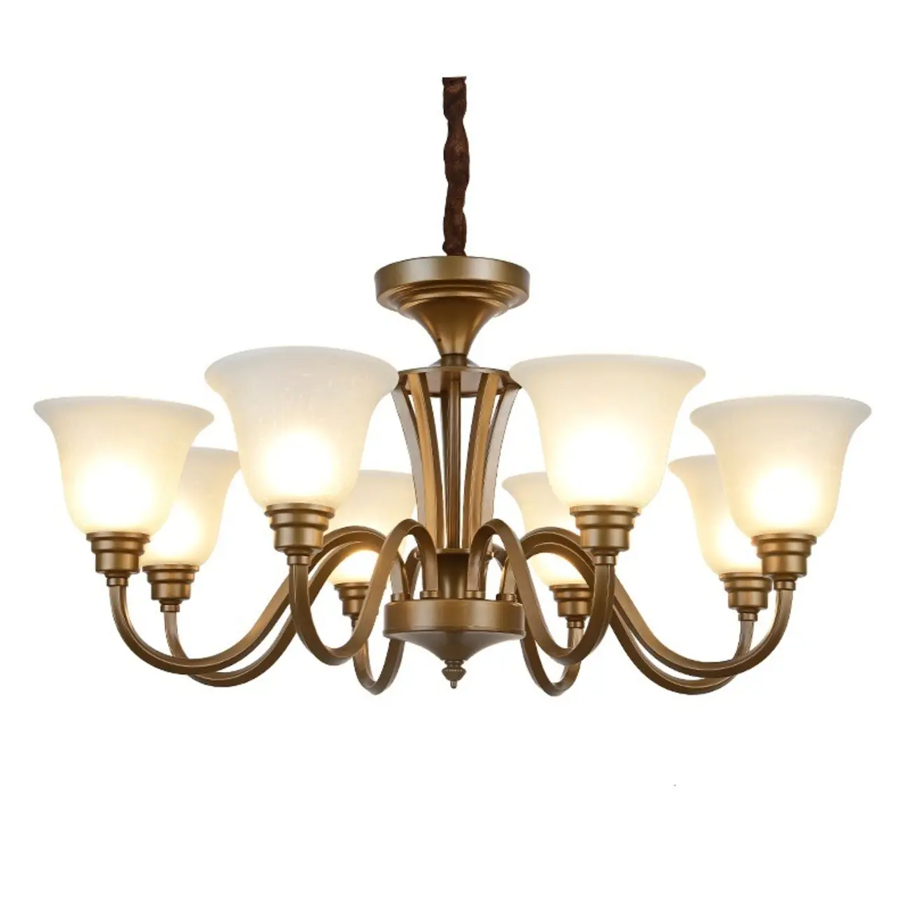 Multi-Light Vintage Metal Chandelier with White Glass Shade Image - 9 | homeyfad