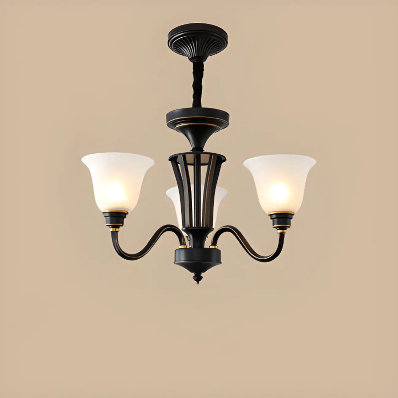 Multi-Light Vintage Metal Chandelier with White Glass Shade Image - 11 | homeyfad