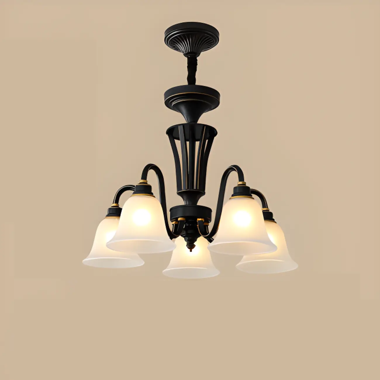 Multi-Light Vintage Metal Chandelier with White Glass Shade Image - 13 | homeyfad