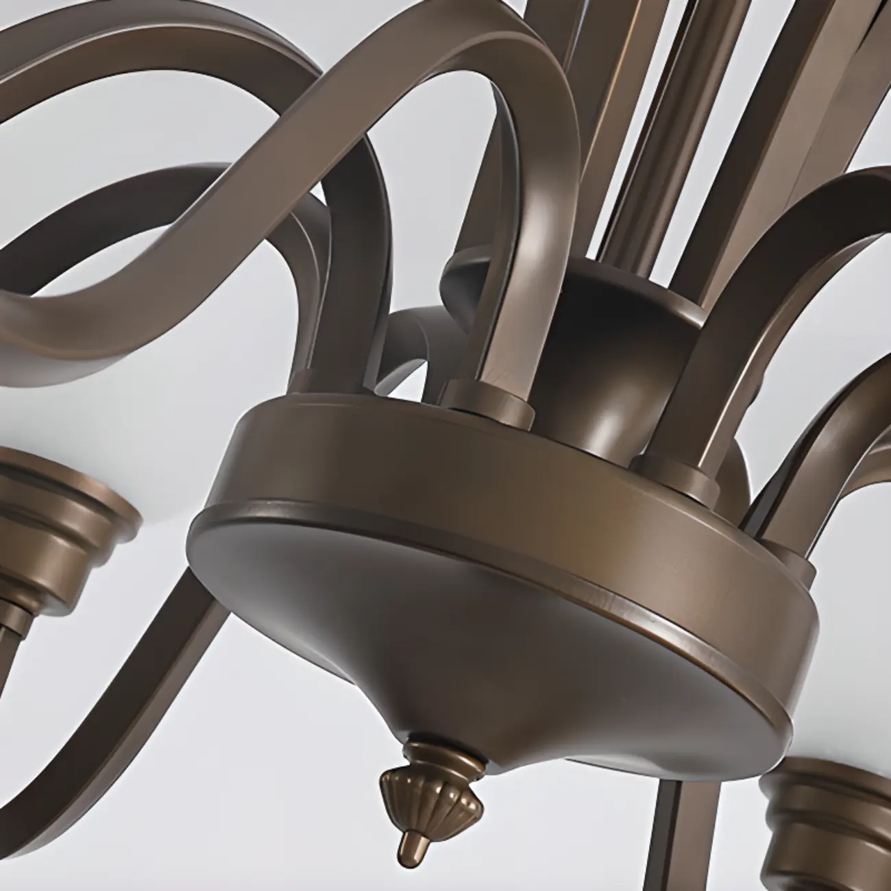 Multi-Light Vintage Metal Chandelier with White Glass Shade Image - 22 | homeyfad