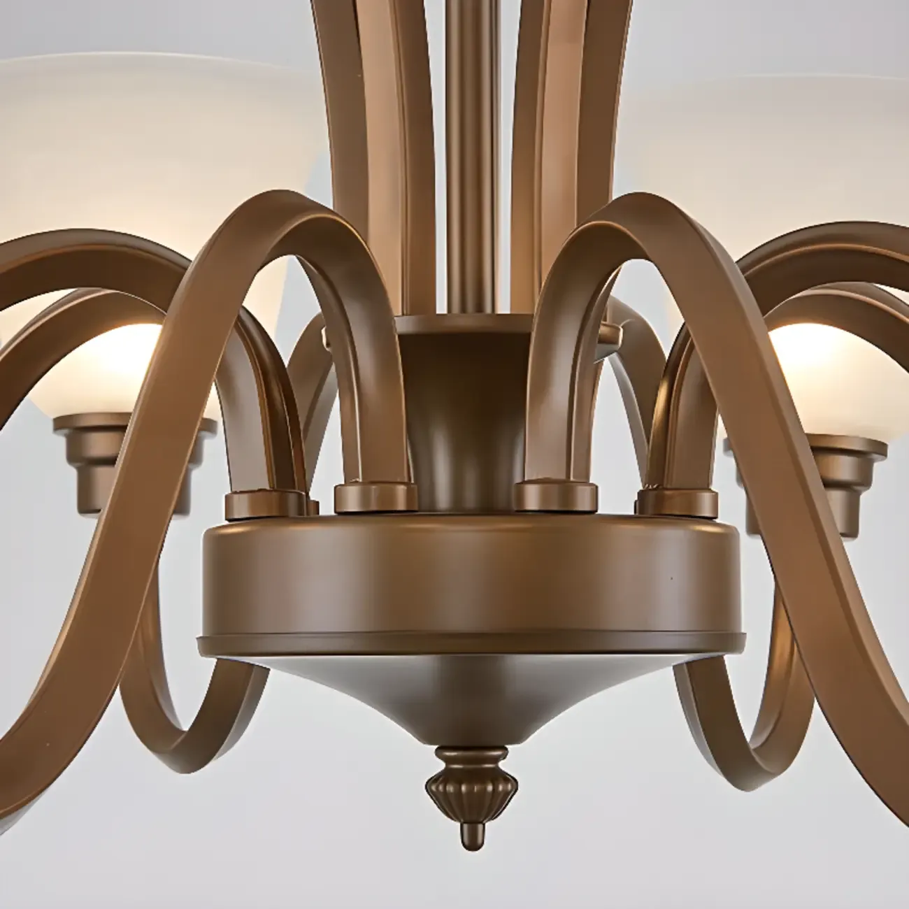 Multi-Light Vintage Metal Chandelier with White Glass Shade Image - 23