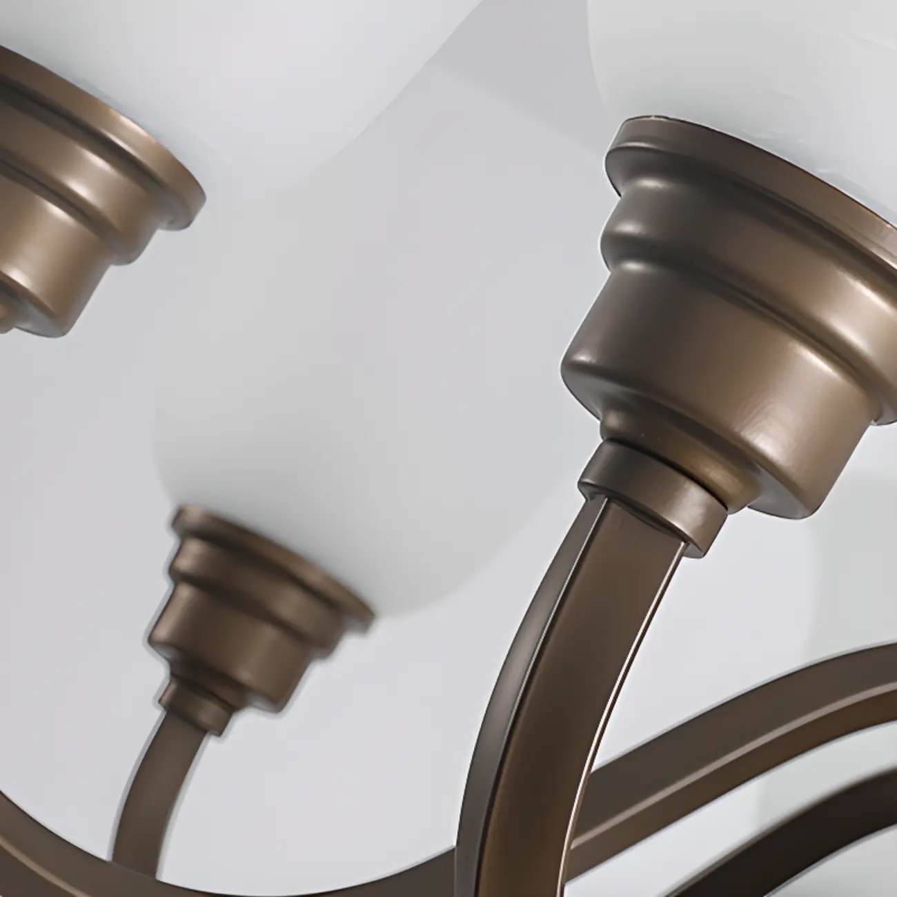 Multi-Light Vintage Metal Chandelier with White Glass Shade Image - 24 | homeyfad