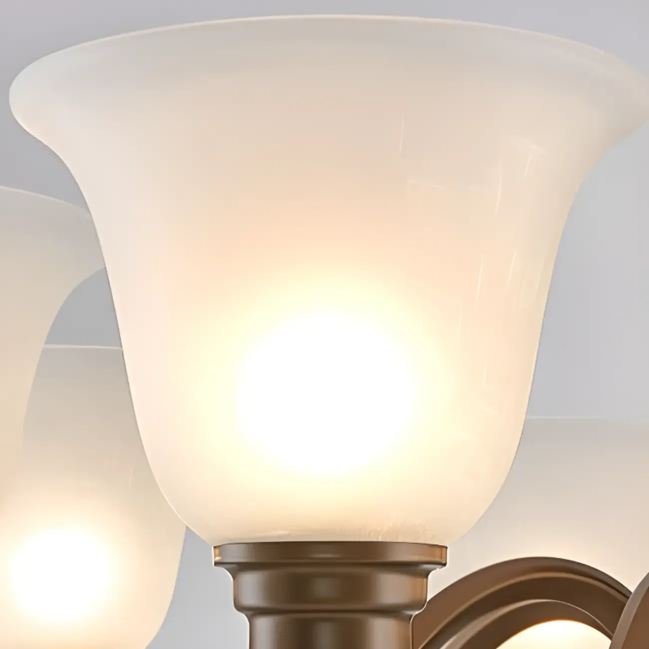 Multi-Light Vintage Metal Chandelier with White Glass Shade Image - 25