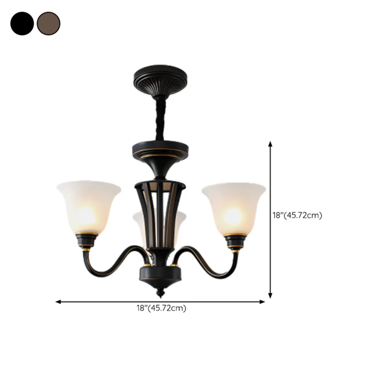 Multi-Light Vintage Metal Chandelier with White Glass Shade #size | homeyfad