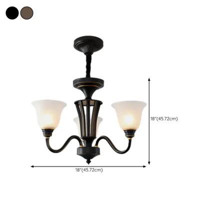 Multi-Light Vintage Metal Chandelier with White Glass Shade #size