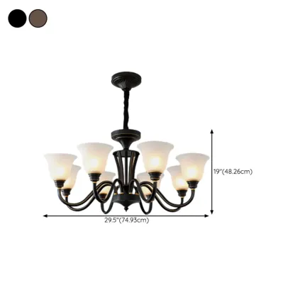 Multi-Light Vintage Metal Chandelier with White Glass Shade Image - 29