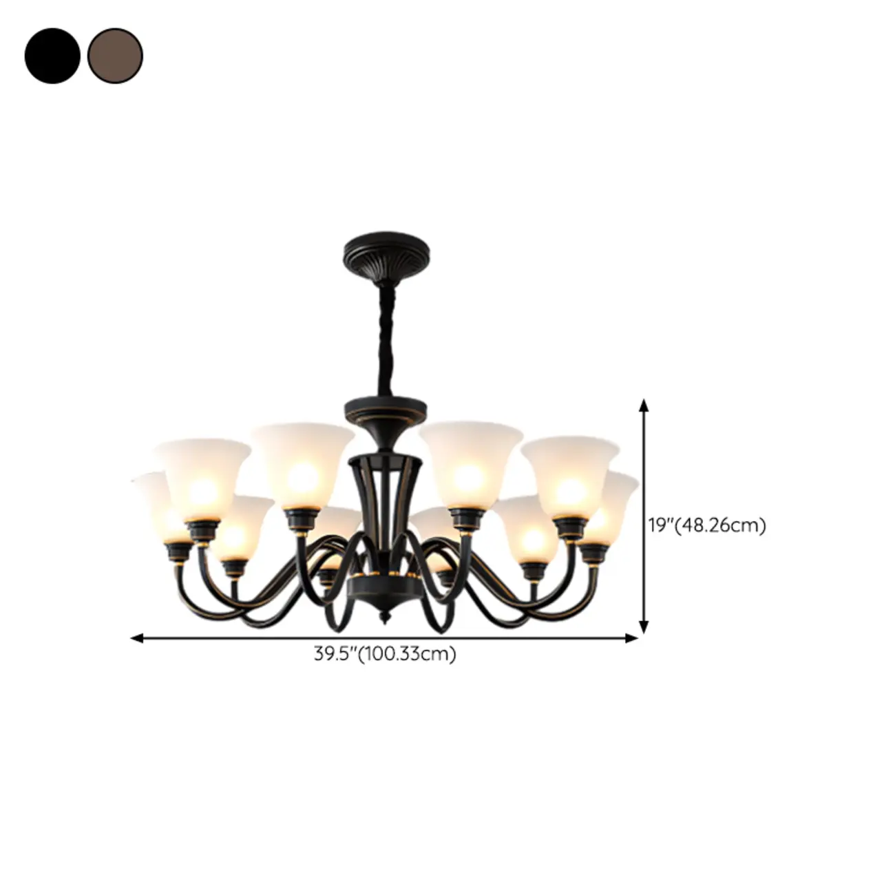 Multi-Light Vintage Metal Chandelier with White Glass Shade Image - 30 | homeyfad