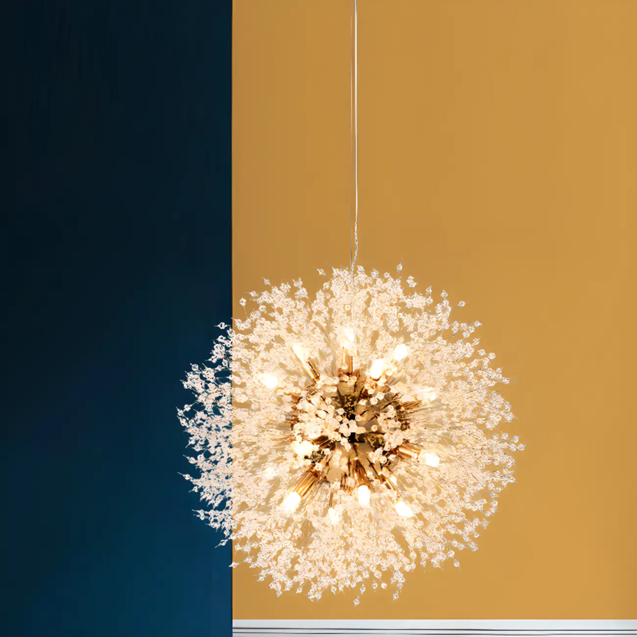 Modern Crystal Globe Chandelier with Starburst Design Image - 4 | homeyfad