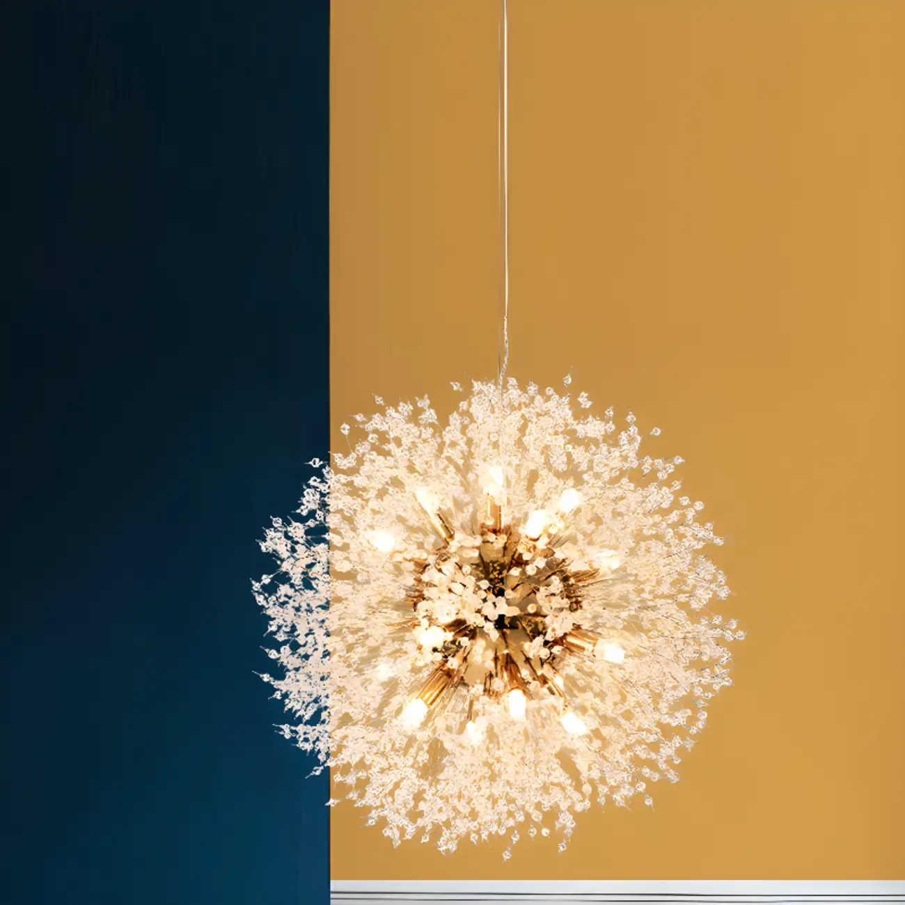 Modern Crystal Globe Chandelier with Starburst Design Image - 4
