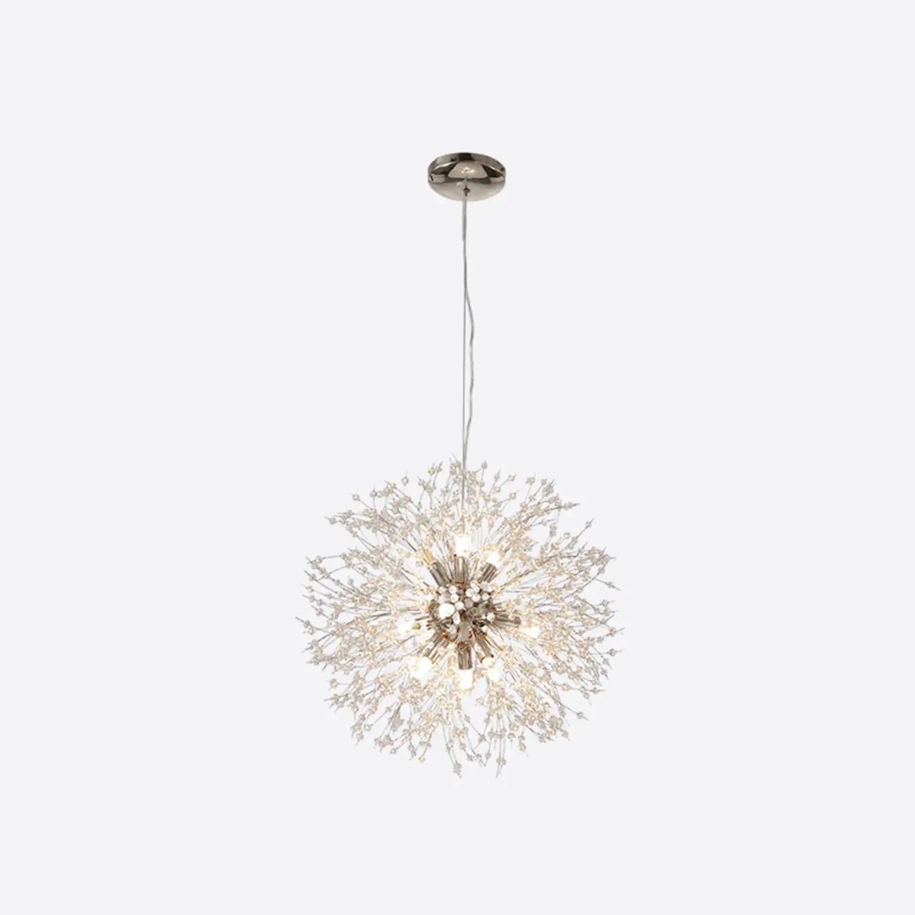 Modern Crystal Globe Chandelier with Starburst Design Image - 5 | homeyfad