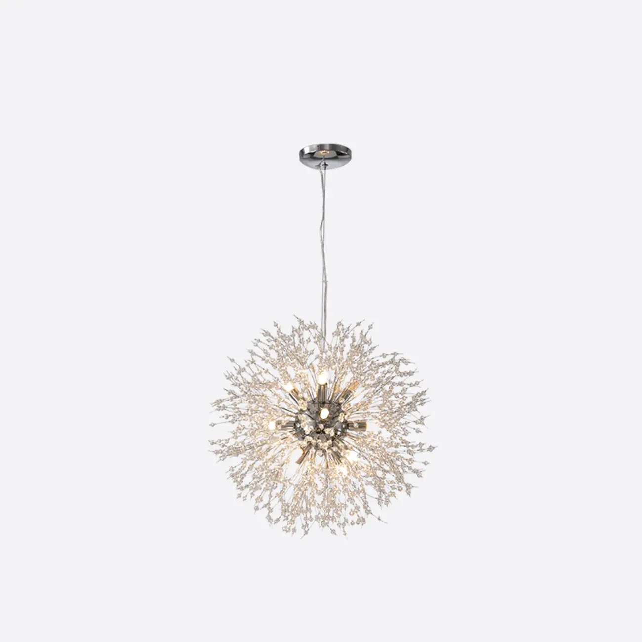 Modern Crystal Globe Chandelier with Starburst Design Image - 6 | homeyfad