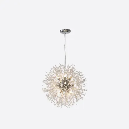Modern Crystal Globe Chandelier with Starburst Design Image - 6