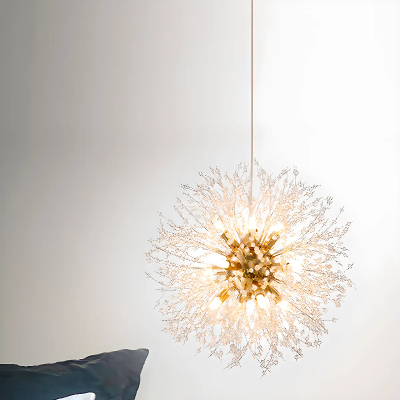 Modern Crystal Globe Chandelier with Starburst Design Image - 7 | homeyfad