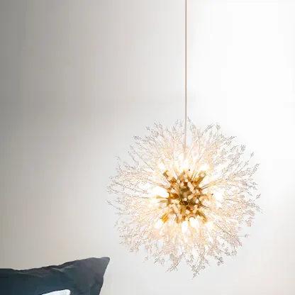 Modern Crystal Globe Chandelier with Starburst Design Image - 7