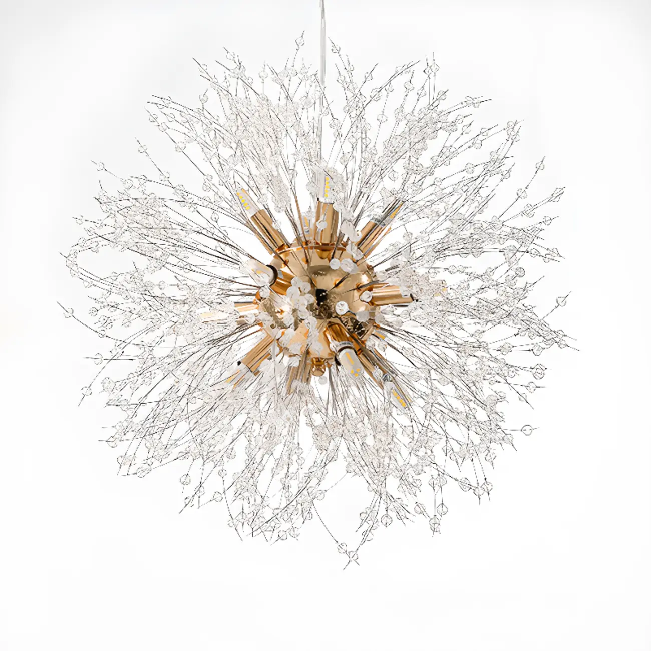 Modern Crystal Globe Chandelier with Starburst Design Image - 12 | homeyfad