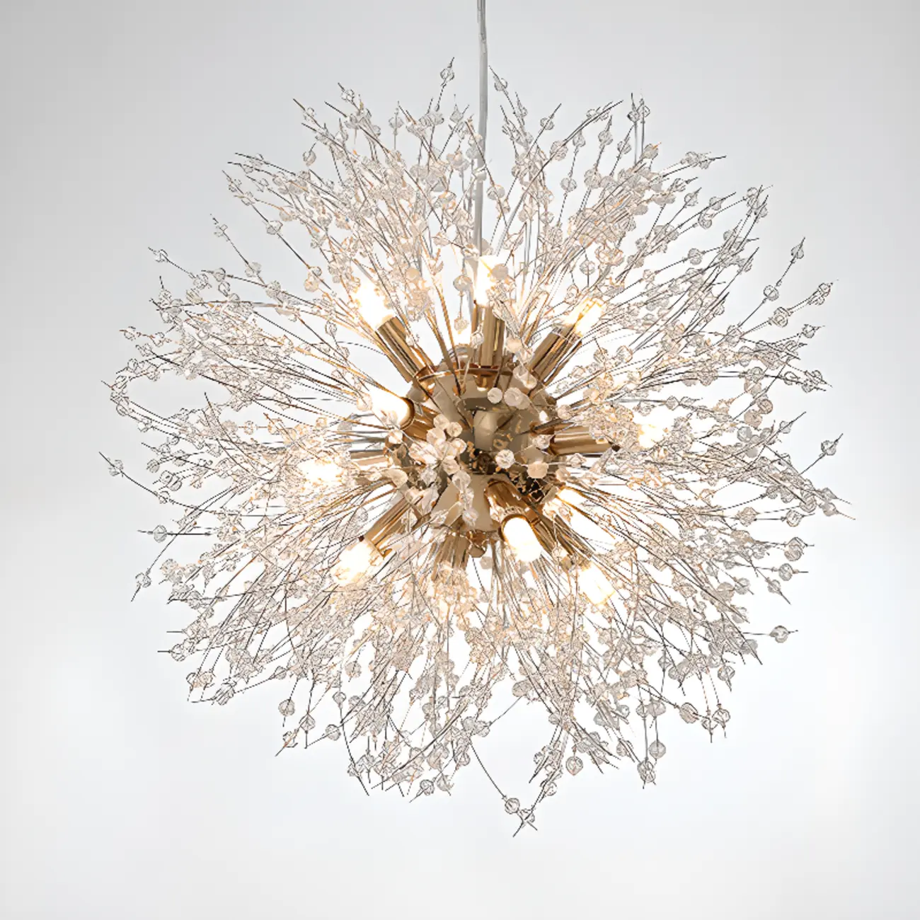 Modern Crystal Globe Chandelier with Starburst Design Image - 14 | homeyfad