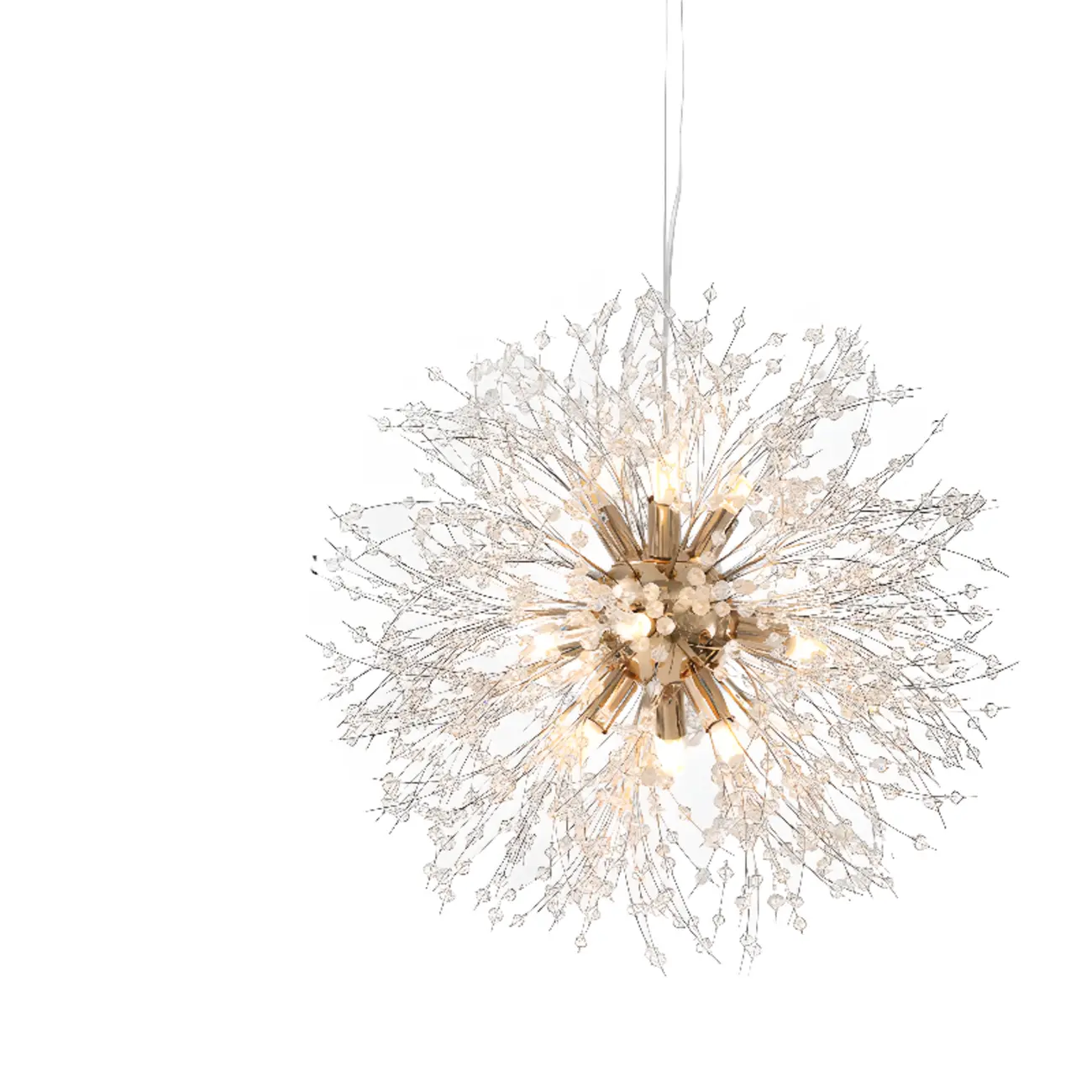 Modern Crystal Globe Chandelier with Starburst Design Image - 17 | homeyfad