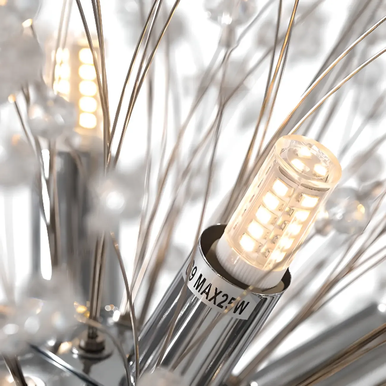 Modern Crystal Globe Chandelier with Starburst Design Image - 19