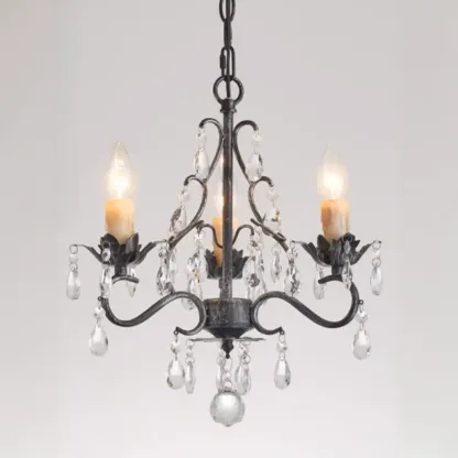 Vintage Crystal Mini Candelabra Chandelier for Dining Room Image - 1