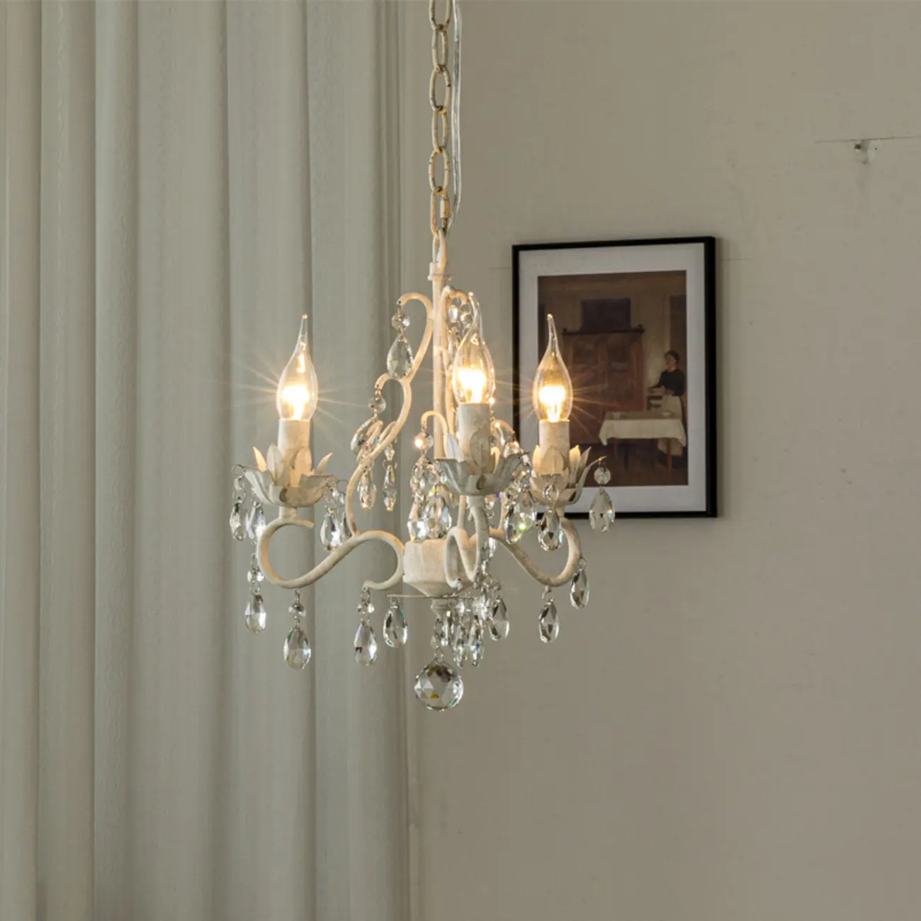 Vintage Crystal Mini Candelabra Chandelier for Dining Room Image - 4 | homeyfad