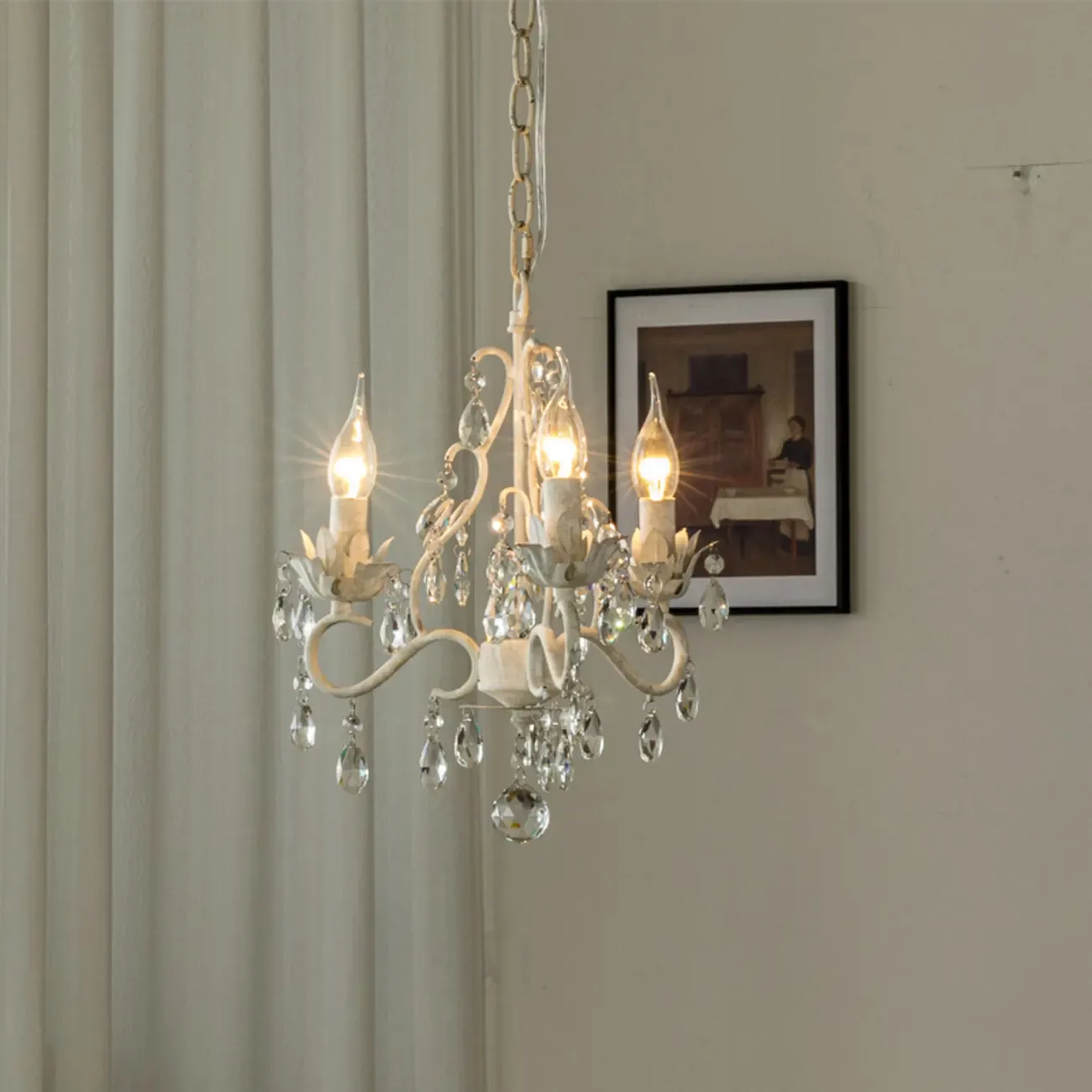 Vintage Crystal Mini Candelabra Chandelier for Dining Room Image - 4